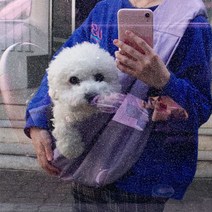 심지 반려동물 슬링백 이동가방 6kg 비숑 가볍게, 핑크