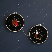 프랑스자수 DIY 밤하늘자수 소녀와 소년, 1개