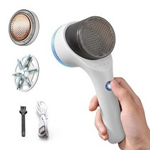 보풀 제거기 전기 효율적이고 빠른 6잎 날개 LED 조명 의류 침구 및 가구용 USB 충전식 스웨터 면도기 옐로우.., White