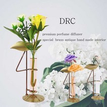 DRC 국산 황동꽃병 프리미엄 디퓨저 인테리어장식 핸드메이드 두루미 좌 선물용 고급디퓨저 고급향10종 쇼핑백증정, 이브피치