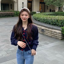 레드 꽃 자수 포인트 봄 여자 숏 미니 가디건 레트로 스웨터 니트 새내기룩 2컬러