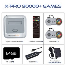 휴대용 레트로 옛날 고전 게임기 캠핑 패밀리 가정용 오락기 pspps1dcn64 tv box wifi 이, x-pro 64g 유선x2, 유럽 ​​연합