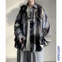 Dehan 일본의 개성 긴팔 셔츠 남성 홍콩 패션 브랜드 한국 버전의 느슨한 인 트렌드 봄과 가을 ruffian 잘 생긴 패션 셔츠