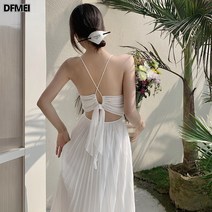 DFMEI 질감 쉬폰 시크한 디자인 고급스러운 슬립 롱 스커트 여고단 플리츠 비치 스커트
