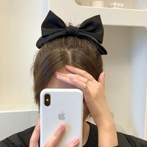 ﻿블랙 새틴 왕리본 헤어 자동핀 머리핀