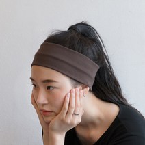 프리칼로 [1+1] 헤어밴드 남자 여자 스포츠 요가 반다나 운동 터번, 무지밴드-브라운, 무지밴드-그레이