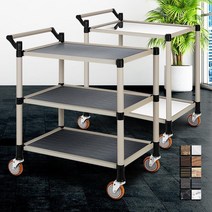 이탈리안 레스토랑 음식 서빙용 이동식트레이 주방웨건 핸드카트, 고급형 스텐 3단 대