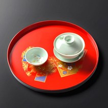쟁반 트레이 빈티지 가정용 찻잔 플라스틱 원형 일식 칠기 다기, 옵션1