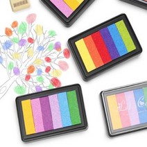 스탬프 무지개 파스텔 6색 잉크패드 도장찍기 놀이, 무지개 051900DC