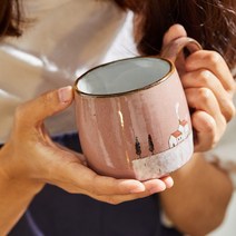 [모완도예] 그림머그 350ml 4color, Pink(마을)