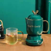 중탕기 죽 홍삼제조기220V 800ML 미니 전기 스튜 컵 사무실 차 죽 냄비 우유 난방 물 주전자 세라믹 꽃 건, [01] Green