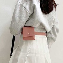 필드에나 여성 가죽 벨트형 허리 H 골프 힙색, 연핑크