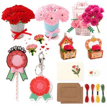 카네이션 선물 만들기 5월 가정의달 어버이날 스승의날 학교 유치원 수업 카드 꽃 만들기 DIY, 펠트꽃송이 카네이션 만들기 10송이 연핑크