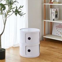 카르텔 수납장 거실 침실 원형 수납장 2단 3단 4단, 화이트 2단 + 완조립