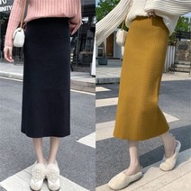 셀러허브(잡화) 여자 일자치마 H라인 밴딩 니트 롱스커트