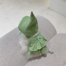 강아지 옷 티셔츠 애견의류 재미있는 니트 슬링 스커트 애완견 드레스 모자 의류 개 조끼 초소형 귀여운 치와와 달콤한 판매 여름, 10.Green - XL
