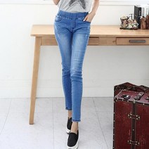 레이디 매직(lady magic) 스판 밴딩 캐주얼 청데님 팬츠 긴바지