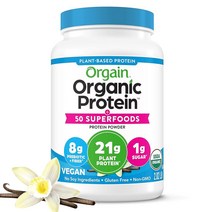 Orgain 프로틴 + 슈퍼푸드 파우더 2.02파운드, 2.02 Pound (Pack of 1), Vanilla Bean Protein & Superfo