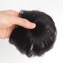 빈약한 정수리커버 인모 여성부분가발 블랙 피스가발, 1개