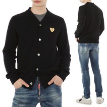 [국내배송] 꼼데가르송 골드하트 와펜 울 가디건 AZ N050 BLACK