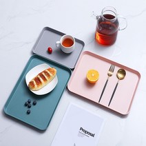 무광 파스텔 홈카페 사각 쟁반 트레이, 다크그린(대), 1개