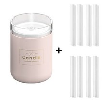 차량용 가습기 LED 촛불 USB 충전 쿨 미스트 램프 280ML, Pink-8 filter