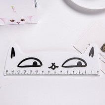 건축 제도 용품 15cm 귀여운 카와이 고양이 나무 눈금자 평행 측정 직선 학교 도구 한국어 그림 용품, 01 WHITE