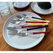 허밍 커트러리 레트로 빈티지 카페 브런치 디저트 포크 나이프 스프레더 양식기, 디저트스푼, 옐로우