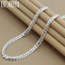 LR DOTEFFIL 925 스털링 실버 6mm 전체 측면 목걸이 18/20/22/24 Inch 체인 여성 남성 패션 웨딩 약혼 보석