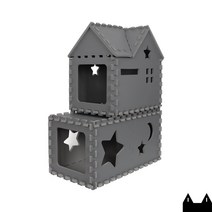 starcat 퍼즐 캣타워 2단 (터널형1단+루프형1단) 스타캣 고양이 하우스 캣타워, 다크그레이