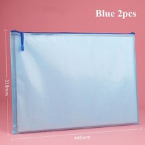 A3 지퍼 주머니 문서 가방 방수 우편 파일 폴더 삽화 보관 학교 사무용품 8k 도면 용지, 01 2Pcs blue