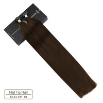 붙임 머리 Ugeat-플랫 팁 헤어 익스텐션 인모 퓨전 레미 헤어 14-24 인치 50 가닥/팩 자연스러운 스트레이트 프리 본드 익스텐션, 03 18 inches, 03 4