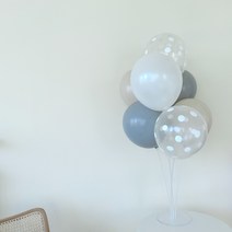나탈리야153 그레이&베이지 mix Set 10P 풍선 셀프 생일 베이비샤워 브라이덜샤워 웨딩 홈파티 아기 백일 첫돌 두돌 1000일 가랜드 풍선꽂이 스탠드 파티세트, 풍선 10pcs