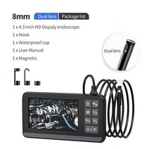 IPS 스크린 듀얼 렌즈 산업용 내시경 20 MP 보어 스코프 스네이크 카메라 IP68 하수관 배수 검사 8 LED, [03] 3m, 01 P005 4.3  Dual lens, 01 P005 4.3  Dual lens_03 3m
