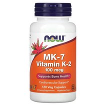 NOW Foods MK-7 비타민K-2 100mcg 베지 캡슐 120정, 6개