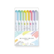 [제이제이오피스] 제브라 마일드라이너 파스텔톤 트윈 형광펜 8색세트, 단품