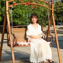 캠핑흔들의자 벤치 마당 카페 휴식 정원 스윙체어, 우드