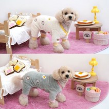 모모스페이스 올인원 애견방한복 강아지입히기쉬운옷 플리스 소프트 강아지 아우터 애견 후리스 S 3XL, 그레이