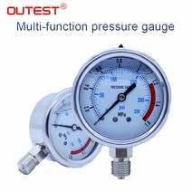 OUTEST 스테인레스 스틸 압력 게이지 공기 오일 물 유압 충격 저항 0-60MPA G1/4 스레드, 0-0.25Mpa