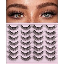 Kiromiro 인조 속눈썹 14mm 인조 3D 밍크 속눈썹 자연스러운 룩 푹신한 캣아이 위스피 속눈썹 팩 14쌍