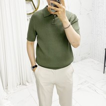 아도르클래식 골지 버튼 카라 5컬러 니트 반팔티