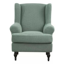 식탁의자리폼 천갈이 가죽교체 폴라 플리스 윙 스트레치 분리형 빨 윙백 현대적인 팔걸이 웨딩 연회 의자 커버, 시안, 1 조각