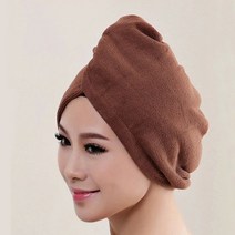 머리 말리기 건조 타올 수건 캡 말리기 건조 화이트 산호 벨벳 드라이 목욕 마이크로 랩, 갈색, 1 개