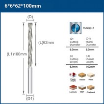 밀링 커터 xcan 플랫 엔드 밀 6mm 섕크 2 플루트 나선형 밀링 커터 cnc 비트, 6x62x100