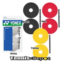(흰색 / 검정 빨강 노랑) YONEX 요넥스슈퍼 그립 테이프, 하얀색