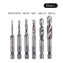 hss 티타늄 코발트 센터 펀치 탭 드릴 비트 세트 육각 생크 도금 HSS 나사산 6 개 나사 기계 복합 M3 M4 M5 M6 M8 M10 수공구, [02] Blue-L-Box