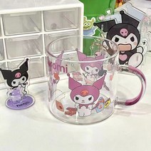 귀여운 산리오 캐릭터 유리 머그컵 물잔 친구 자녀 생일 선물, 쿠로미