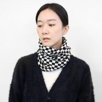 [겨울시즌] 체커보드 여성 니트 넥워머 수면 목도리 터틀 목만있 많이 찾는 상품, 체커넥워머_블랙