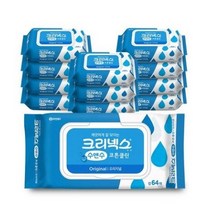 크리넥스 수앤수 코튼클린 물티슈 캡형, 64매, 24팩