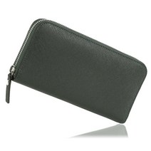 [Xviita](엑스비터) 긴 지갑 라운드 패스너 맨즈 가죽 대용량 세로형 카드 20장 수납 대형 갤슨 동전 지갑 사피아노 가공 물 더러움 상처에 강한 지갑 서스테너블 레더 … (블랙 그린)